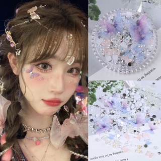 Princess Hani children stage makeup face veneer jewelry bride eye makeup bright diamond tear diamond pearl butterfly decorative paste