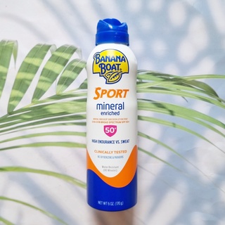 (Banana Boat®) Sport Mineral Enriched Sunscreen Spray SPF 50+, 170 g บานาน่า โบ๊ท สเปรย์กันแดด กันน้ำ