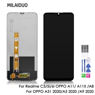 อะไหล่หน้าจอสัมผัสดิจิทัล LCD แบบเปลี่ยน สําหรับ Realme C3 6i 5i OPPO A8 A11 A11X A31 2020 A5 2020 A9 2020