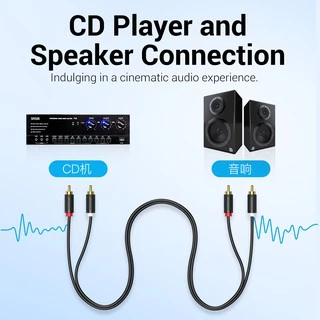 Vention 2 Rca Male To 2 Rca Male ชุบทอง สายเสียงสเตอริโอ Audio Cable for DVD TV Amplifier CD Soundbox