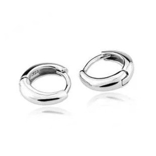 925 Sterling Silver Hoops Earrings French Lock Style ต่างหูเงิน แฟชั่นตัวล็อกแบบฝรั่งเศ