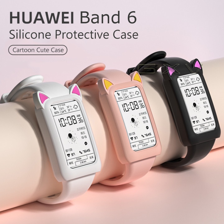 เคสซิลิโคน Tpu ลายการ์ตูนหูแมวน่ารักสําหรับ Huawei Band 6 Honor Band 6