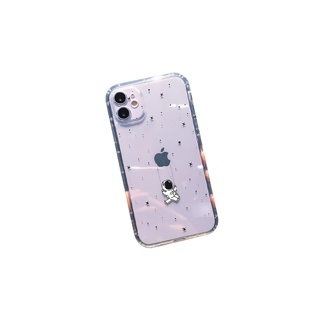 เคสโทรศัพท์มือถือ แบบใส ลายการ์ตูนนักบินอวกาศน่ารัก กันกระแทก สําหรับ iPhone 13 12 11 Pro Max Mini XS XR 7 8 6S Plus