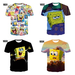 ใหม่ เสื้อยืดแขนสั้น พิมพ์ลาย Spongebob SquarePants 3 มิติ สไตล์ฮาราจูกุ สตรีท สําหรับผู้ชาย 2021