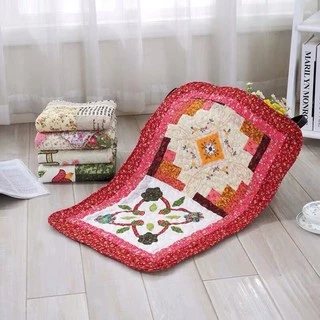 ผ้าเช็ดเท้าผ้าฝ้าย ลายวินเทจ ขนาด 40x60cm มียางกันลื่น ดูดซับน้ำดีเยี่ยม ผ้าฝ้าย100%