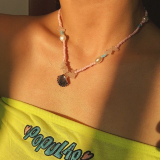 โชคเกอร์ หอย 🐚🌴🌺🌈🌊 สร้อยหินน่ารัก necklace chokers