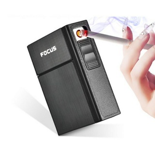 Focus 2in1 ไฟแช็ก&amp;กล่องใส่(20ม้วน) ชาร์จไฟ USB รุ่น 035A