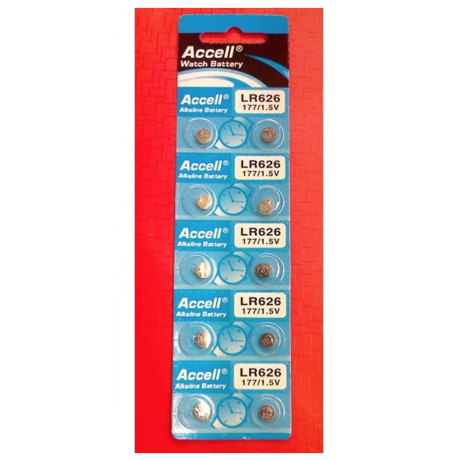 ถ่านกระดุม Accell LR626 1.5V จำนวน 10 ก้อน/แพค สามารถออกใบกำกับภาษีได้ สินค้ารวมภาษีมูลค่าเพิ่มแล้ว