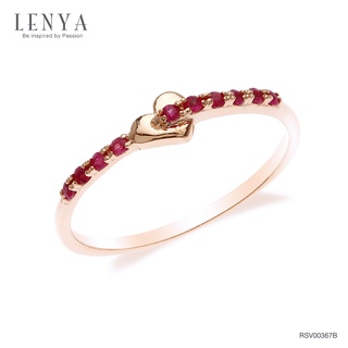 Lenya Jewelry แหวนเงินแท้ 925 โดดเด่นด้วยดีไซน์ หัวใจแห่งรัก ประดับด้วยพลอยทับทิมสีแดง