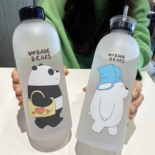 ✅พร้อมส่งครบสี❤️ขวดน้ำ 1000ml Panda Water Bottle with Straw Leakproof Cup Cute Bear Water Bottle