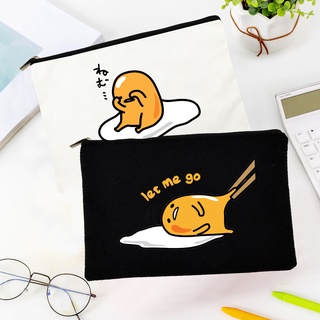 Gudetama กระเป๋าถือกระเป๋าผ้าใบกระเป๋าดินสอแบบมีซิปแฟชั่นสตรี