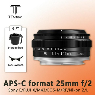 Ttartisan เลนส์กล้อง 25 มม. F2 สําหรับ Sony E Mount a6400 Fujifilm XA XT4 XT30 Canon M50 R7 R10 Panasonic Olympus M43 Nikon Z30 Z50