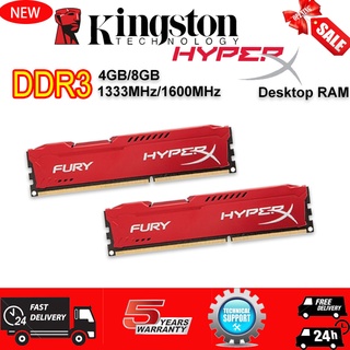 Kingston HyperX FURY หน่วยความจําเกมมิ่ง DDR3 4GB 8GB 1600MHz PC3 12800 240pin DIMM 1.5V สีแดง