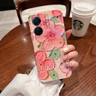 เคสโทรศัพท์มือถือ VIVO T1 Pro T1X Y01 Y76 Y75 Y73 Y33T Y33S Y21A Y21T Y21S Y21 Y15A Y15S V23 V23E 4G 5G Phone Cell Case Bling Cute Flower Smartphone Casing TPU Soft Purple Pink Back Cover