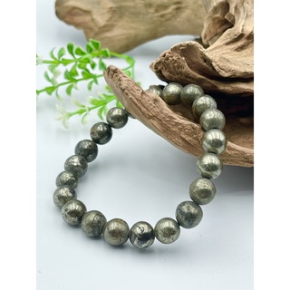 Natural Pyrite Round Beaded Bracelet  available in 8 mm 10 mm 12 mm