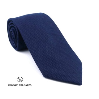 Giorgio Del Sarto Necktie Silk-Cotton Navy Blue with Fabric Texture เนคไทสีกรมมีเท็กเจอร์