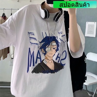 เสื้อยืดคอกลม แขนสั้น พิมพ์ลายการ์ตูนอนิเมะ สไตล์ญี่ปุ่น ทรงหลวม ใส่สบาย โอเวอร์ไซซ์ สําหรับผู้ชาย