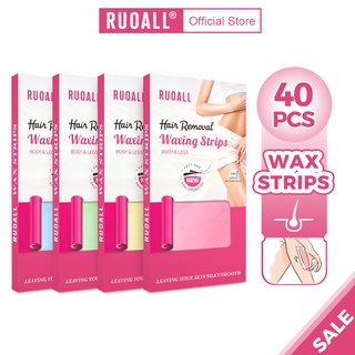 40pcs Ruoall แถบแว็กซ์กำจัดขนขนาดใหญ่สองด้านแถบแว็กซ์กำจัดขนร่างกายชายและหญิง