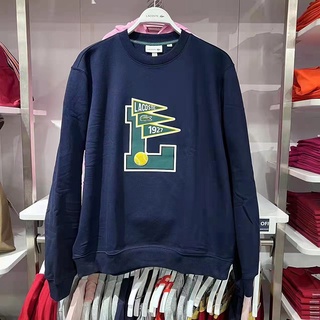 Lacoste ใหม่ เสื้อกันหนาวลําลอง คอกลม ผ้าขนหนู ผ้าฝ้าย สําหรับผู้ชาย