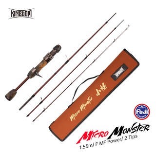 Kingdom MicroMonster Trout Rod 1.55 ม. 3 ส่วน Casting FUJI คู่มือการเดินทางแสง UL คันเบ็ด