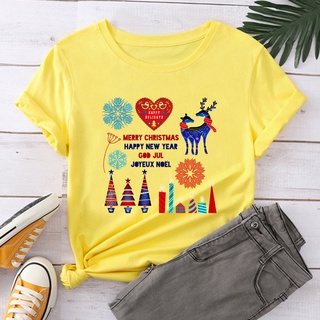 Christmas Women T-shirts Casual  Printed Tops Tee Summer Female T shirt Short Sleeve T shirt For Women Clothing TX9834