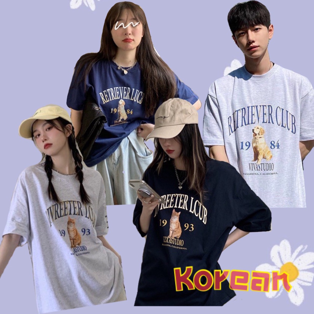 Korean เสื้อยืด สกีนลายน้องหมาน้องแมว เสื้อยืดใส่ในวันสบายๆ ราคาน่ารัก 1993-1984