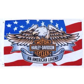 หายาก ธงฮาร์เล่ย์ ขนาดใหญ่ 150×90 cm. ลาย Harley Davidson Flag An American Legend Eagle HOG Harley Owner Group