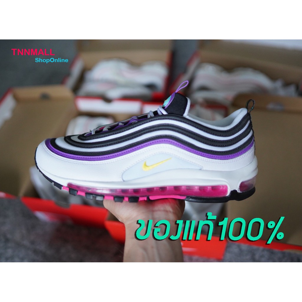 SALE! พร้อมส่ Nike WMNS Air Max 97 (white / purple) รองเท้าวิ่งผู้หญิง สี ขาว/ม่วง นำเข้า ราคถูก(ป้าย5,800) ของแท้100%