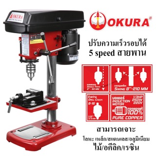 สว่านแท่น 1/2” [รุ่นใหม่2019] ปรับความเร็วรอบได้ 5 Speed สายพาน