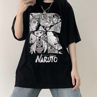 2021 Summer Short Sleeve T-shirt Korean Retro Cartoon Anime Naruto Manga Loose BF Wild Couple Men and Women