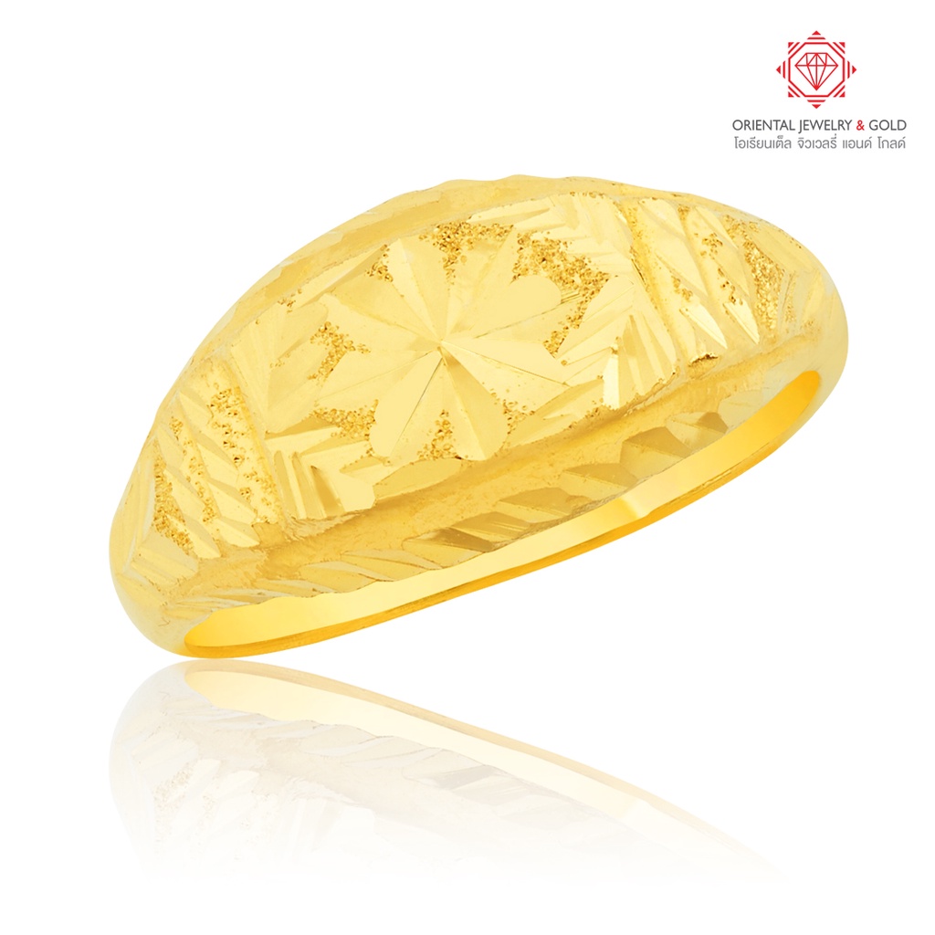 OJ GOLD แหวนทองแท้ นน. ครึ่งสลึง 96.5% 1.9 กรัม โปร่งเหลี่ยม ขายได้ จำนำได้ มีใบรับประกัน แหวนทอง