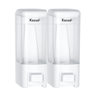 🔥แนะนำ!! K&amp;H ที่กดสบู่ 2 ช่อง รุ่น KS-159-WH ขนาด 14.3 x 9 x 19.5 ซม. สีขาว Soap Holders &amp; Dispensers