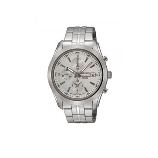 Seiko Mens SNDA85 Chronograph Dial Stainless Steel Watch - White/Silver