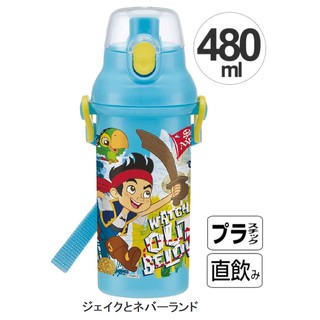 กระติกน้ำแบบยกดื่่ม กดปุ่มฝาเปิด ลายJake and Neverla ความจุ 480ml แบรนด์ Skater สินค้า made in japan นำเข้าจากญี่ปุ่นแท้