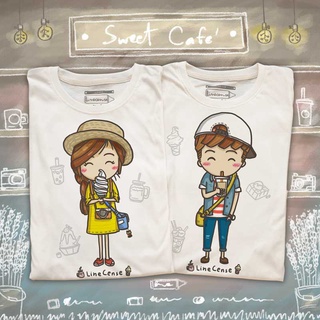 Sugar Cafe’ Couple T-shirt เสื้อคู่ลายขนมหวาน Sugar Girl &amp; Sugar Boy เสื้อยืดคุณภาพ เสื้อครอบครัว สั่งแยกได้