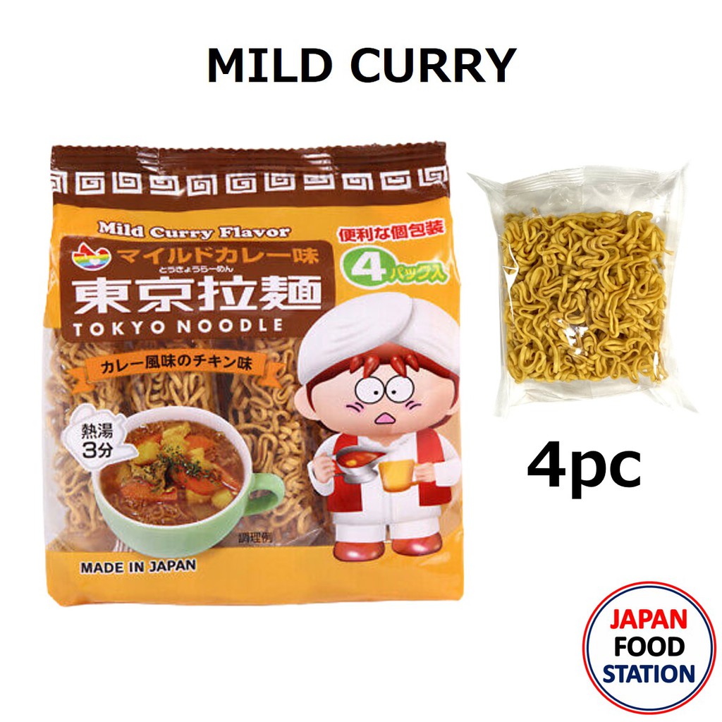 TOKYO NOODLE  MILD CURRY 4PC (15426) บะหมี่กึ่งสำเร็จรูปญี่ปุ่น รสแกงกะหรี่ ราเมงญี่ปุ่น JAPANESE IN