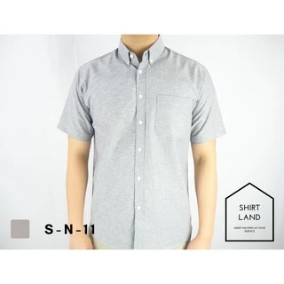 คอปก/แขนสั้น (สีอ่อน)2XL/3XL/4XL ผ้า OXFORD ไซส์ใหญ่ - SHIRT LAND เสื้อเชิ้ตผู้ชายแขนสั้น เสื้อเชิ้ตเสื้อคนอ้วน Big size