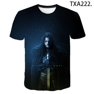 เสื้อยืดแขนสั้นลําลอง พิมพ์ลาย Game of Thrones 3 มิติ แฟชั่นฤดูร้อน สไตล์สตรีท สําหรับผู้ชาย และผู้หญิง 2022