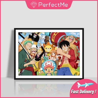 Pm ภาพวาดปักครอสติก 5D DIY รูปตัวอักษร One Piece สําหรับตกแต่งผนังห้อง 40x30 ซม.