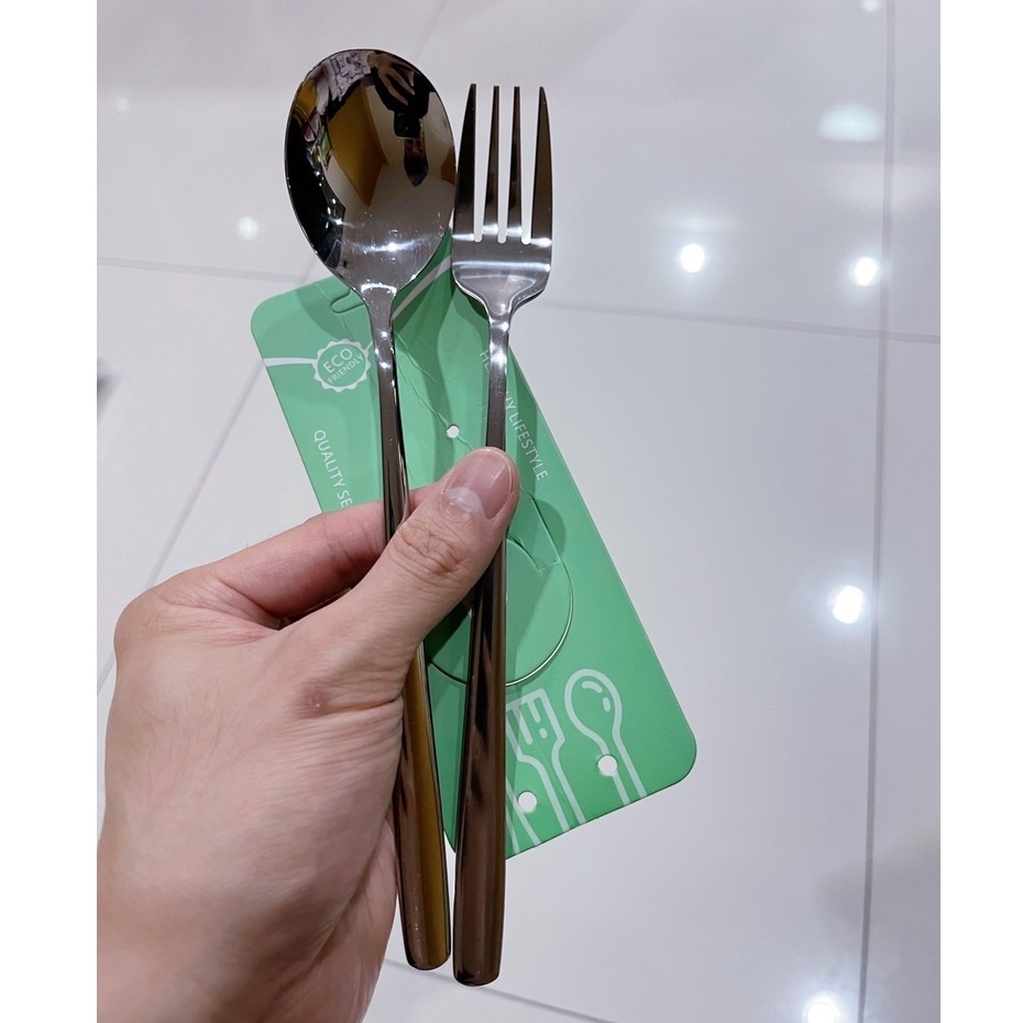ช้อน+ส้อมเกาหลี (สีเงิน)