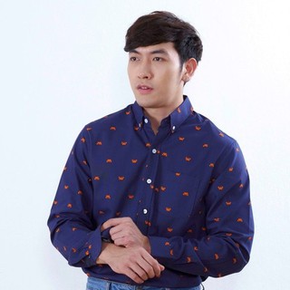 เสื้อเชิ้ต Quattro รุ่น Crab Navy Blue (เสื้อเชิ้ตแฟชั่น เชิ้ตทำงาน) #พร้อมส่ง