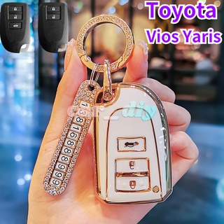 พร้อมส่ง เคสกุญแจรีโมทรถยนต์ TPU สีทอง สําหรับ Toyota Vios Yaris