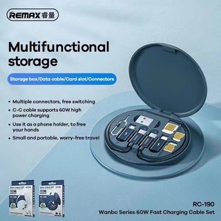 REMAX RC-190 ชุดแปลงสายชาร์จ 4 in 1 พร้อมกล่อง Type-c to L,Micro USB,Type-C,USB กระแสไฟ 60W/3Amax