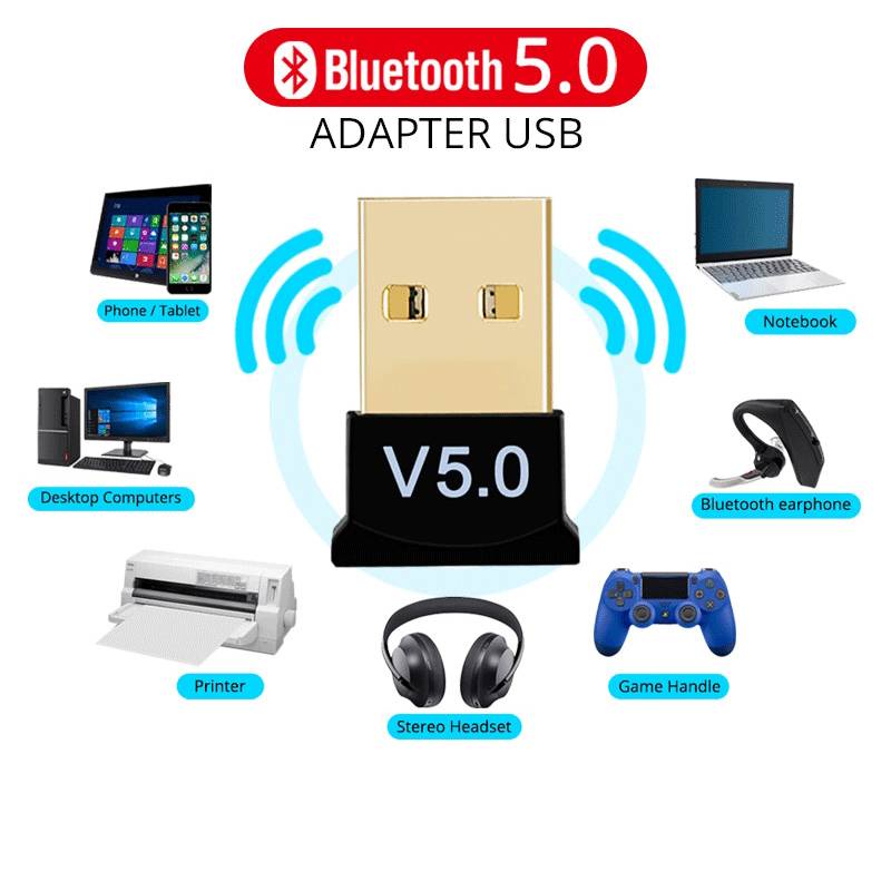 ตัวรับสัญญาณบลูทูธ 5.0 อะแดปเตอร์บลูทูธไร้สาย USB Audio Dongle Sender สําหรับ PC คอมพิวเตอร์แล็ปท็อปหูฟัง LMP9.X เครื่องส่งสัญญาณ USB