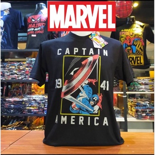 เสื้อยืดMarvel_ลิขสิทธิ์แท้ลายCaptainAmericaสีดำ(mvx-042)