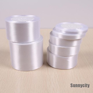 [Sunnycity] ริบบิ้นผ้าไหมซาติน สีขาว 25 หลา สําหรับตกแต่งงานแต่งงาน ห่อของขวัญคริสต์มาส ปีใหม่