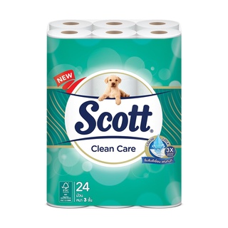 ทิชชูม้วน สก๊อตต์ คลีนแคร์ สีฟ้า แพ็ค 24 ม้วน กระดาษทิชชู Roll tissue Scott clean care blue pack 24 rolls