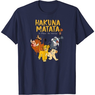 เสื้อยืดผ้าฝ้ายพรีเมี่ยม เสื้อยืด พิมพ์ลาย Disney Lion King Classic It Means No Worries สําหรับผู้ชาย