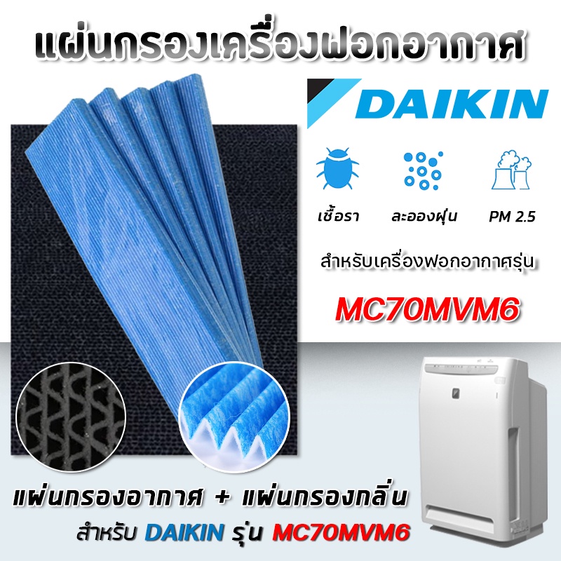 แผ่นกรองอากาศ DAIKIN สำหรับเครื่องฟอกอากาศ ไดกิ้น MC70MVM6, MC70KMV2, MCK57LMV2, MC709MV2, MC704VM ไส้กรอง KAC