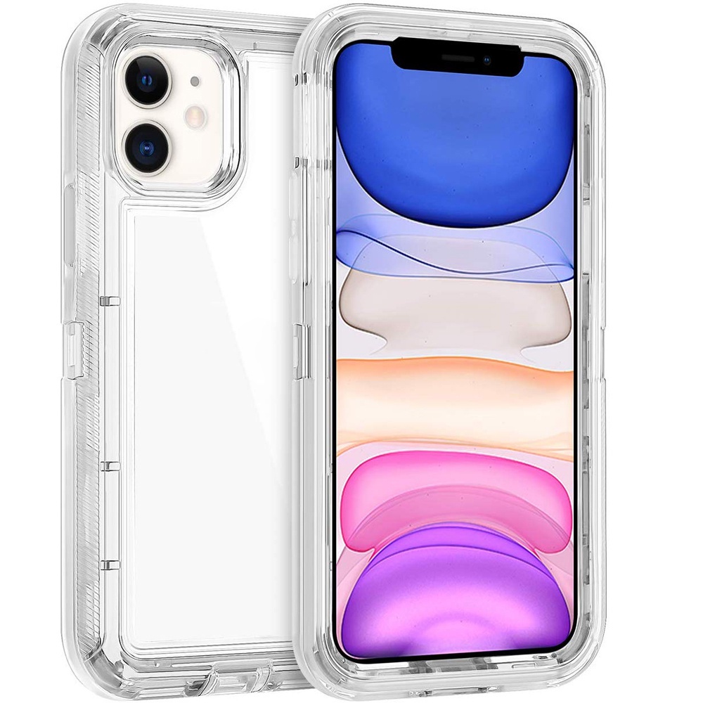 เคสโทรศัพท์มือถือ แบบใส ป้องกันกระแทก สีแดง สีม่วง สีเทา สีโปร่งใส สําหรับ iP 11 Pro Max XR XS X 6S 7 8 Plus